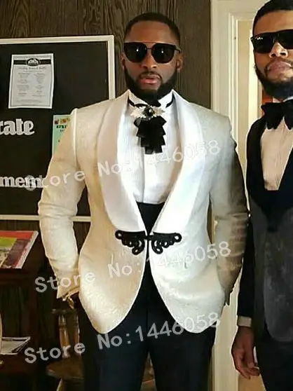 

Terno 3 Pieces Men Suits For Wedding 2019 Custom Made Classic White Blazer Business Prom Suits Groomsmen Groom Mens Tuxedo