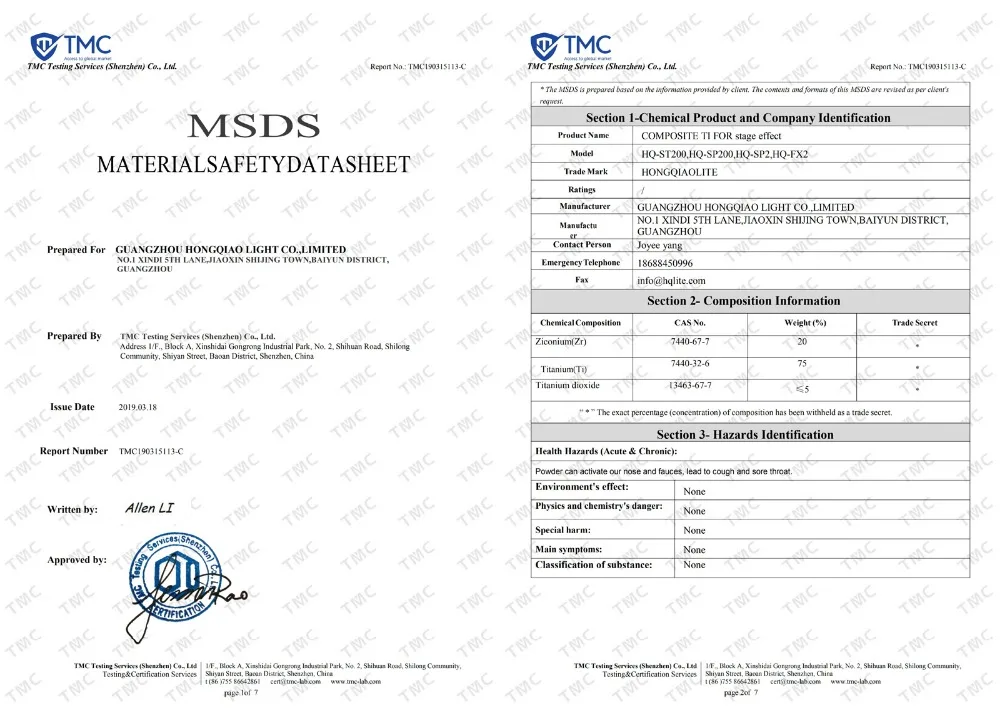 24 сумки Ti порошок 200 г/пакет MSDS для свадебной сцены холодные Салюты фонтан эффект
