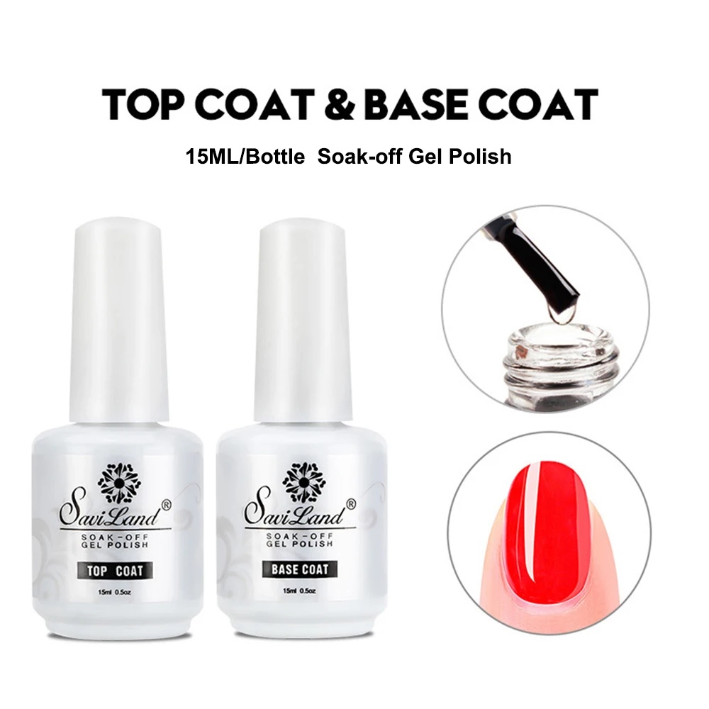 15ml Gel Nail Polish Top Coat/Base Coat Long Lasting Soak Off UV LED