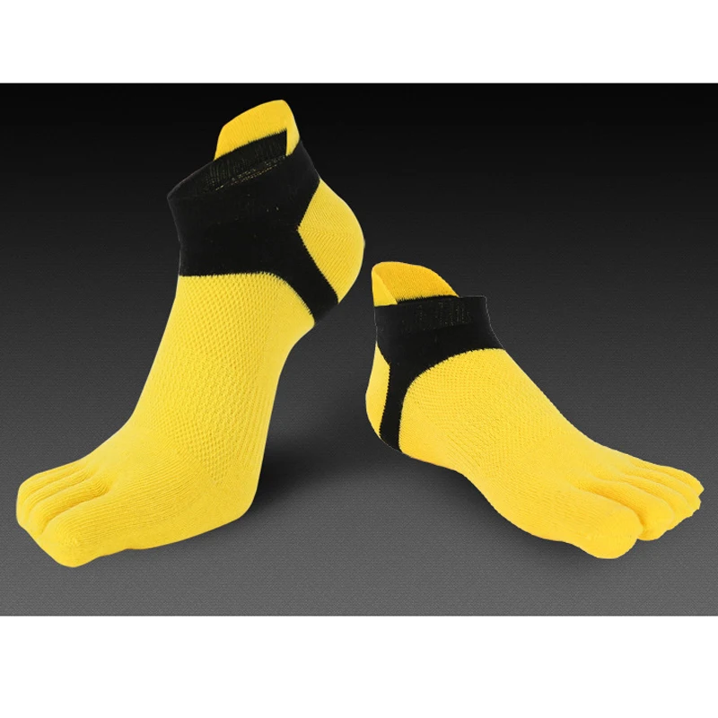 1 пара, мужские носки для бега, чистый хлопок, дышащие, с пятью пальцами, до лодыжки, спортивные носки для велоспорта, носки для пеших прогулок, Компрессионные Мужские носки для бега