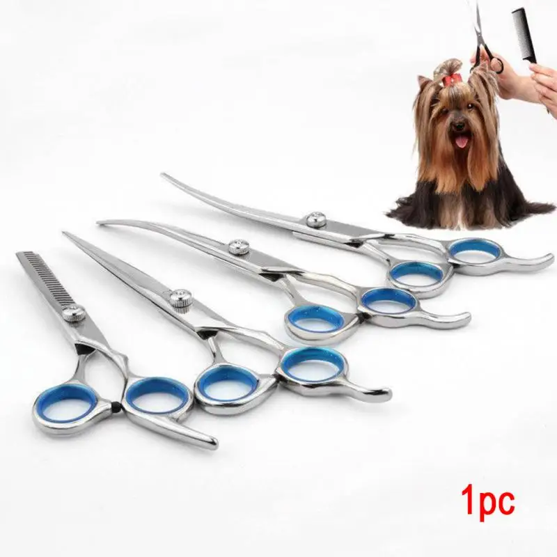 6/ 7 inch Professional Pet Grooming Scissors Straight Thinning Curved