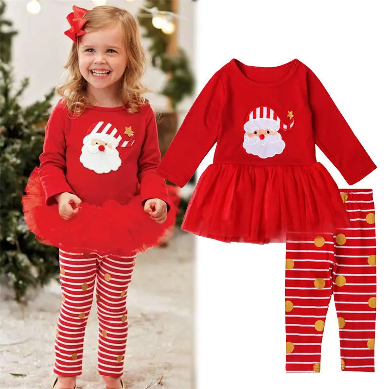 RED Kids Baby Girl Clothes XMAS Santa Claus Party Tulle Dress Outfits UK Stock