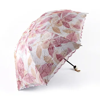 

Jiangpanyue Double Vinyl 8K Piece of Maple Leaf Sun Umbrella Embroidered restonic san UV A1917 Umbrellas