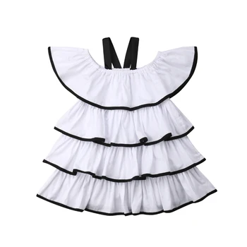 

2019 Brand Summer Toddler Baby Girls Clothes Tiered Dress Party Wedding Tutu Dress Sunsuit Size 2-7Y