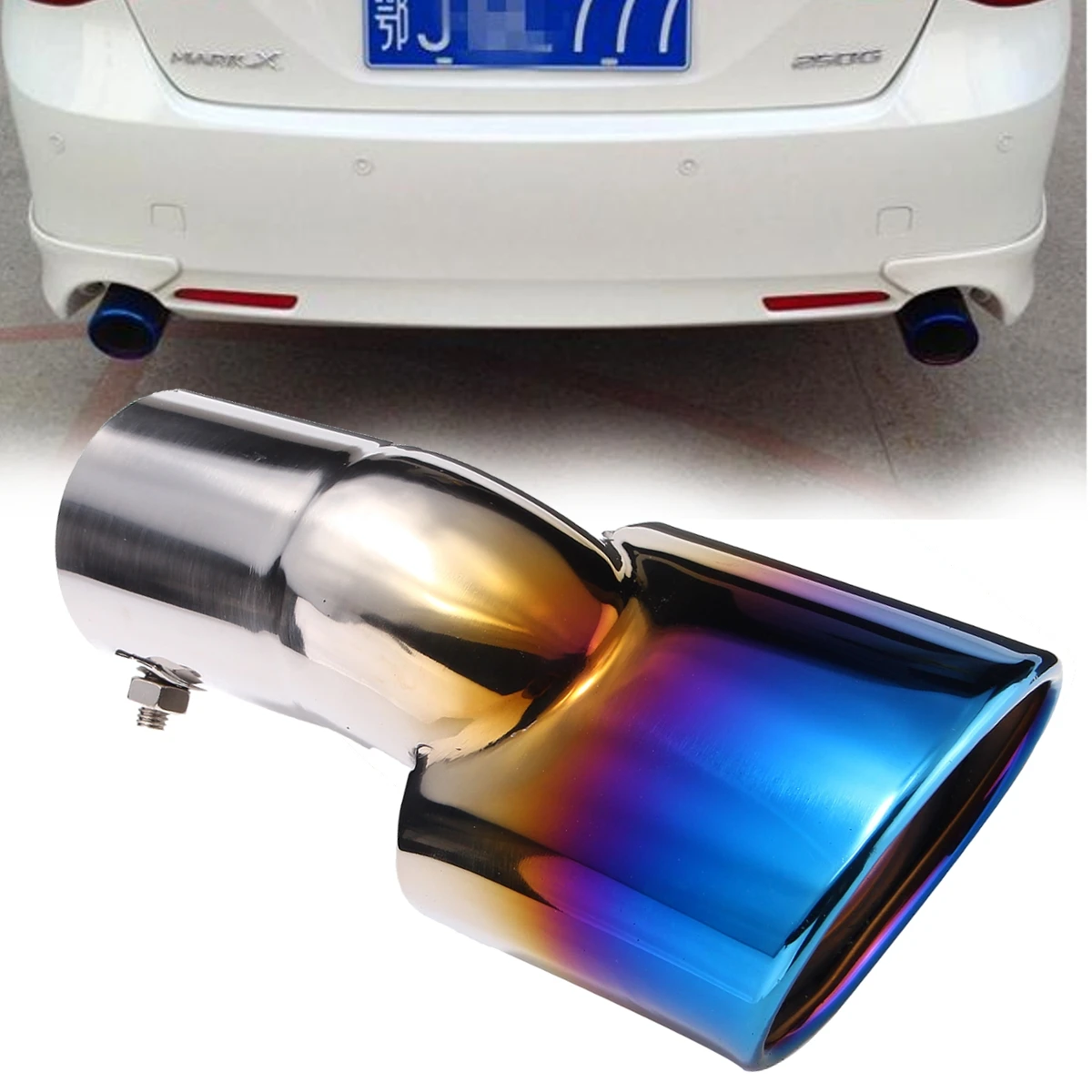 

Blue Burnt End Stainless Steel Rear Tail Exhaust Tip Pipes For Honda for Civic DX EX Car Exhaust Pipes