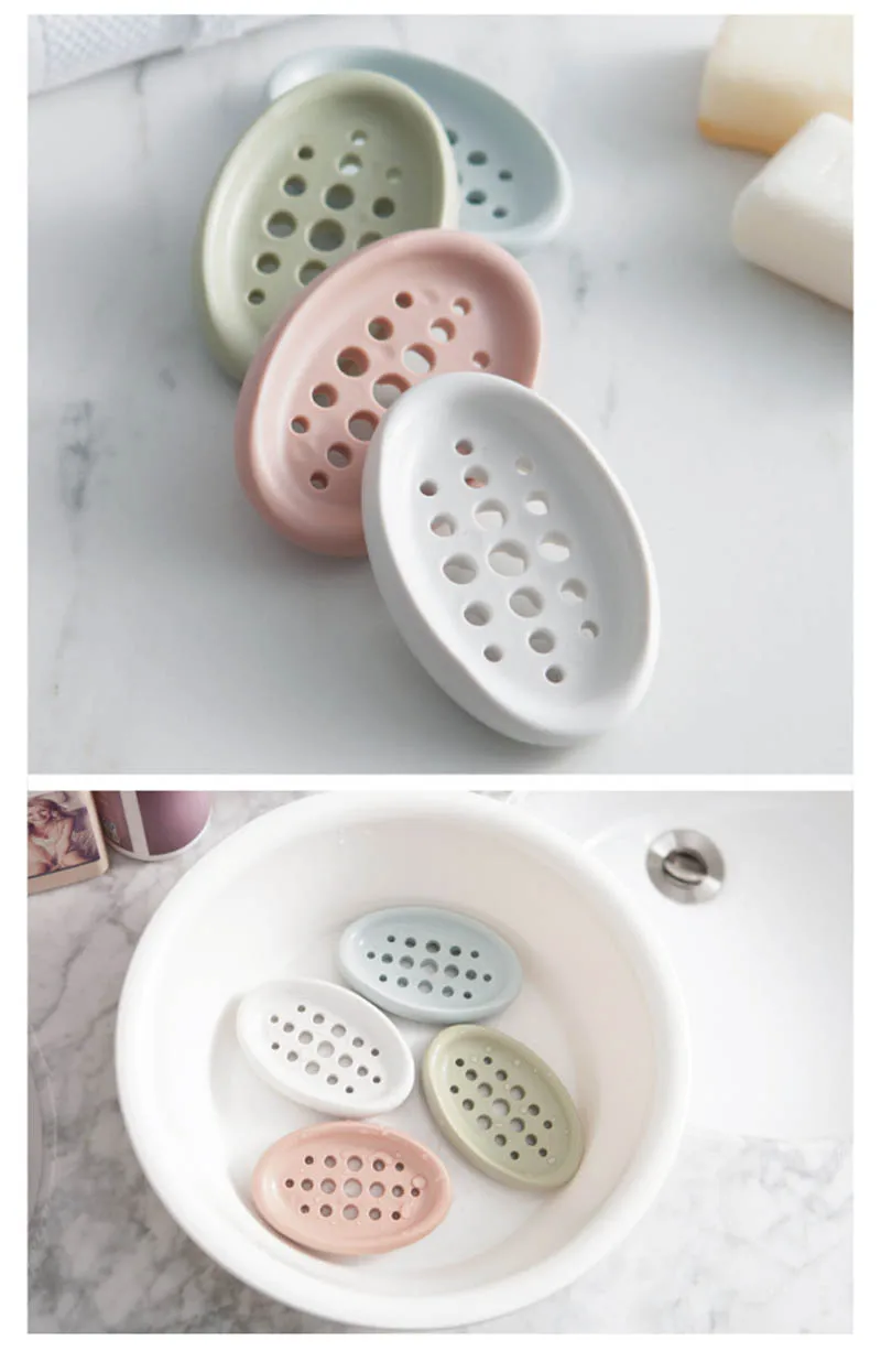 Soap Holder Dish Bathroom Shower Storage Plate Stand Dishes Container