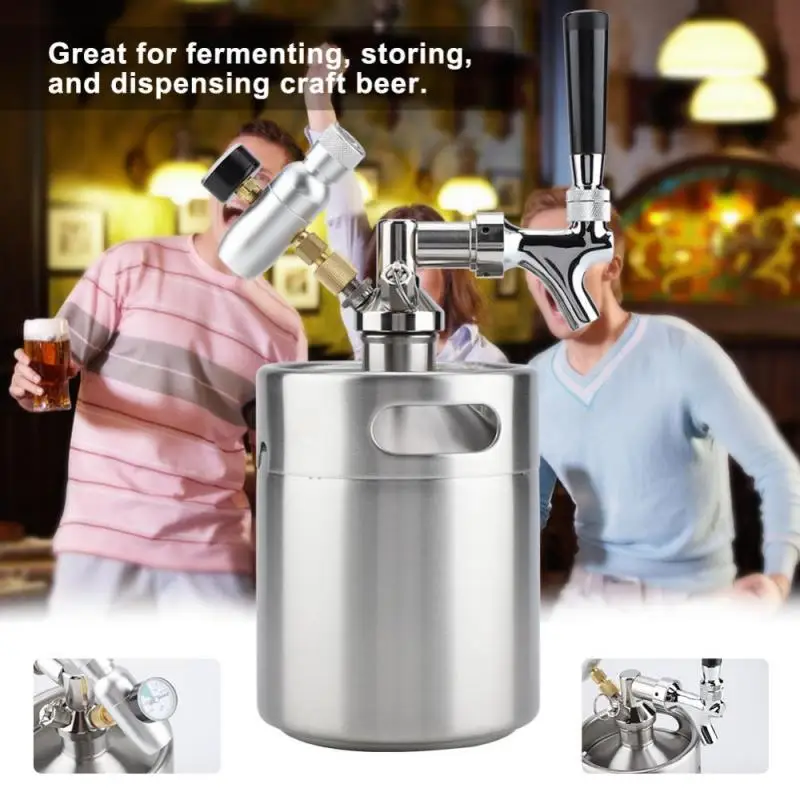 Домашний мини Keg из нержавеющей стали 2 л с краном домашний пивоваренный