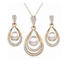 Новинка,, модная Свадебная вечеринка, имитация жемчуга, кристалл, капли воды, чокеры, ожерелье/серьги-капли для женщин, ювелирный набор