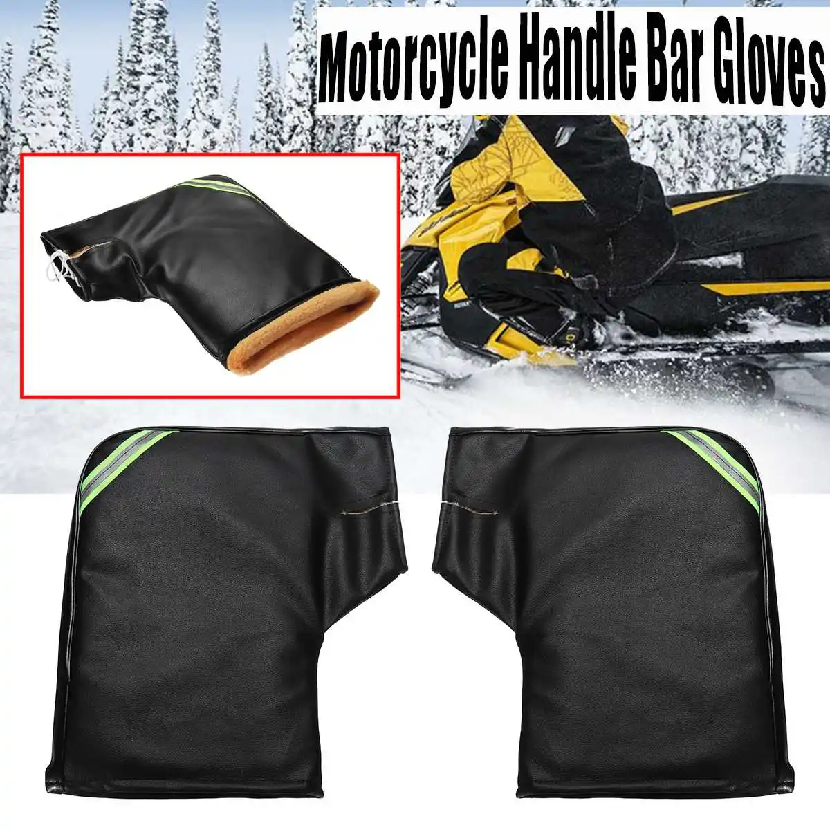

Winter Motorcycle Handle Bar Gloves Windproof Waterproof PU Warmer Scooter Hand Cover HandleBar Gloves Motorbike Grip Muffs