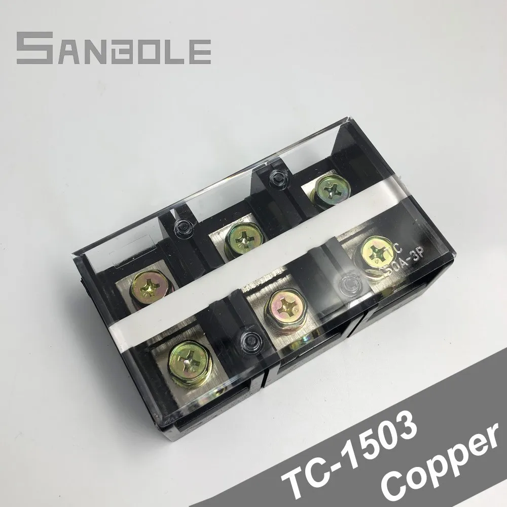 

Terminal Block TC-1503 (150A 3P) 600V Fixed Type Electric High Current Connection with Plate Dual Row 40-60mm2 Copper