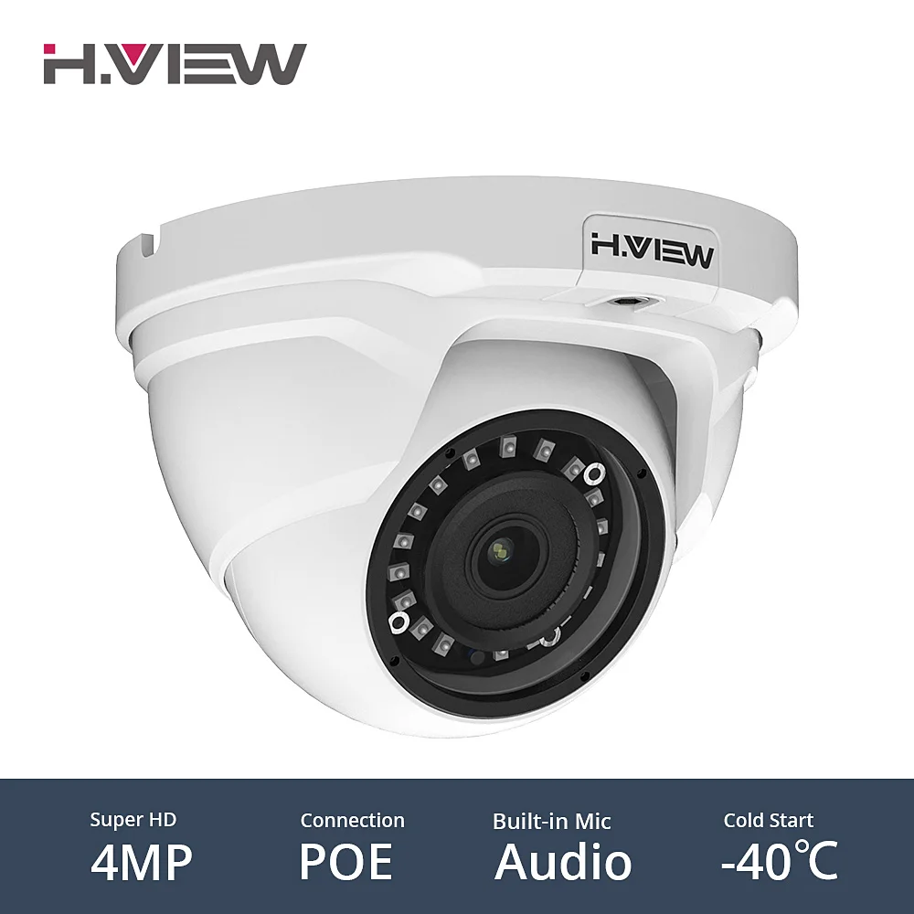 H. VIEW PoE IP камера 4mp H.265 CCTV камера PoE камера s 2,8 мм легкий доступ на iPhone Android телефон Onvif NAS IP камера s