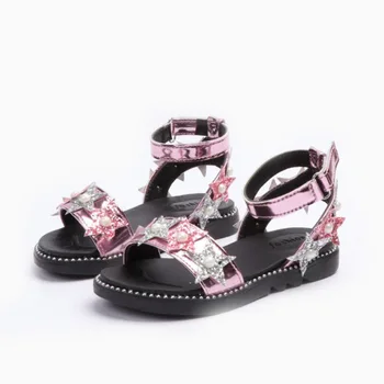 

New Xia Ertong Toe Princess Shoe Xingxing Diamond Flower Girls Kids Sandals Slippers Girl Ventilation Sandals Shoes