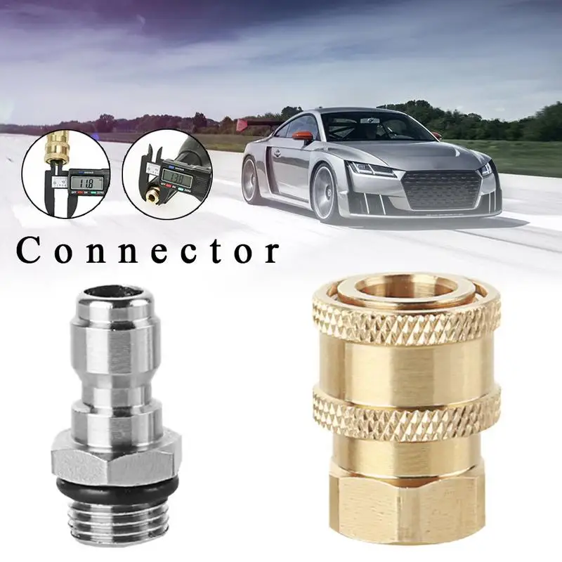 

High Pressure Washer Car Washer Brass Connector Adapter M14*1.5 Male 1/4" Female Quick Connection Adapter
