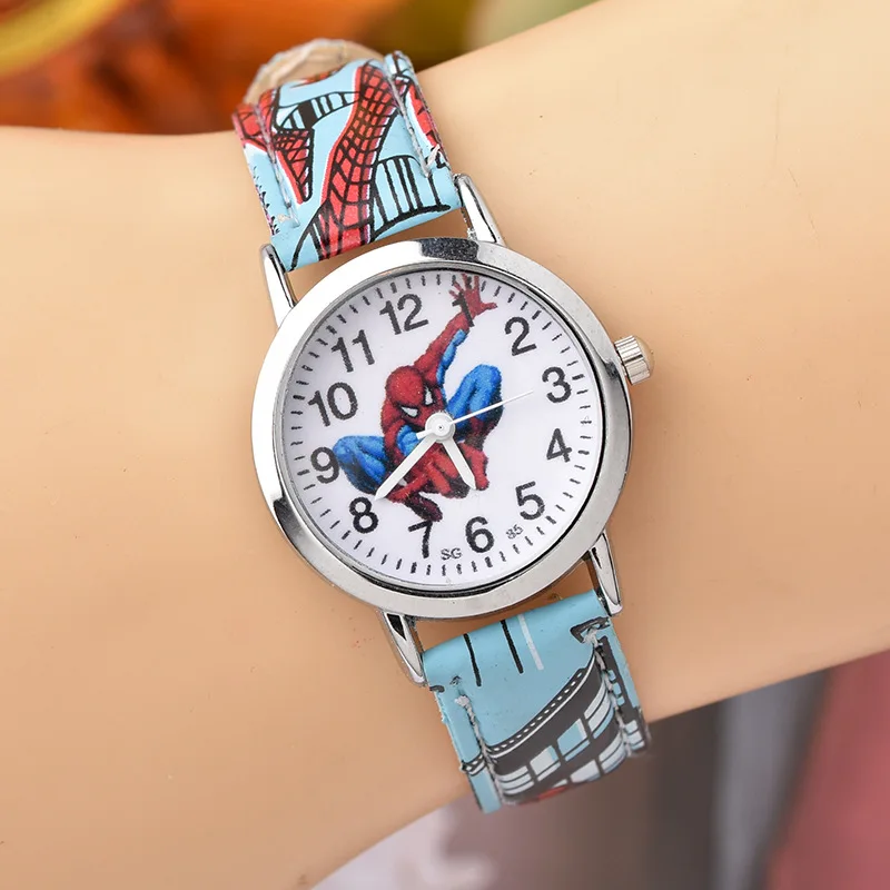 Disney SpiderMan Watch Cute Cartoon Watch Kids Watches Boys Christmas Gift  Leather Quartz Watch 4
