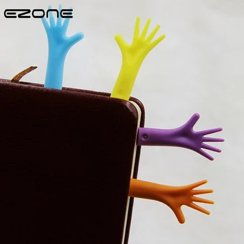 

EZONE 4PCS Help Me Bookmarks Funny Creative Palm Book Clips Plastic Cartoon Bookmarks Students Favors Stationery Novelty Fashion
