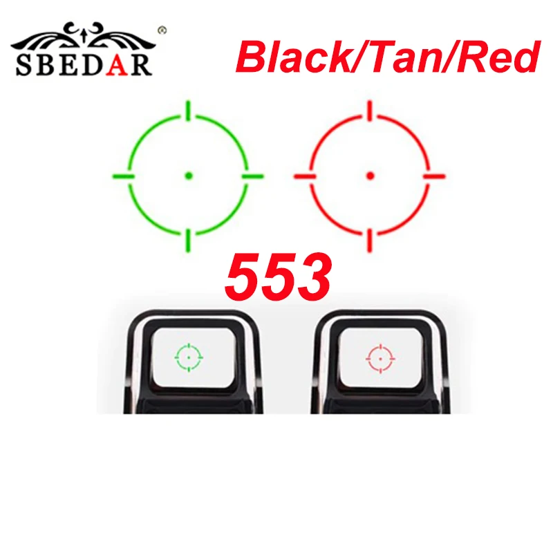 Holographic 553 Red Green Dot Reflex Sight Scope for Hunting Airsoft 20mm Mount Red/Black/Tan Colors | Спорт и развлечения