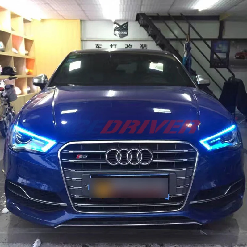 Icedriver для AUDI A3 S3 DRL RGB многоцветный светодиодный панели 2013- дневные ходовые огни красный синий Демон освещение для глаз лампы