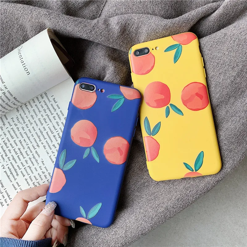 

Ins Peach Matte Phone Case For iPhone 6 6S 7 Plus 8 8 Plus X XS Max Cute Words Patterned Soft Cover Coque For iPhone 7 XR Cases