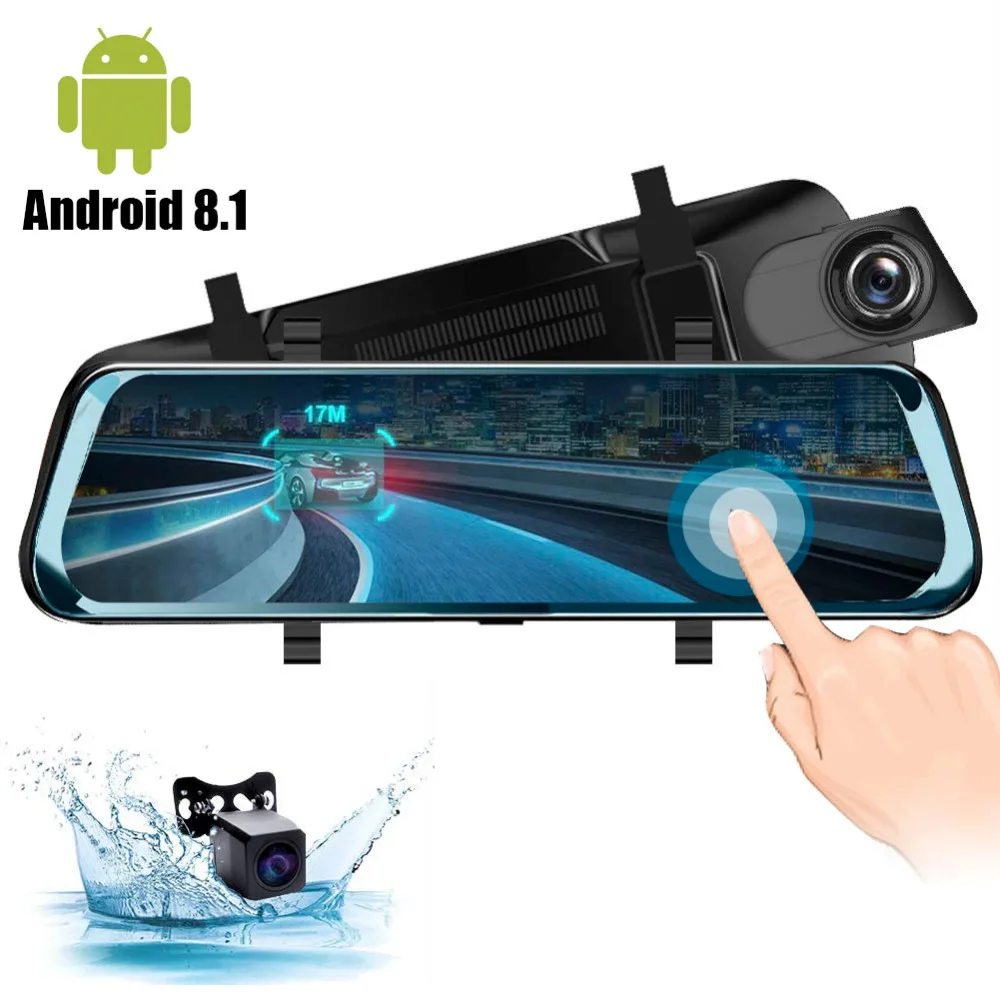 

4G Android 8.1DVR Dash cam 10 inch touch screen Rearview Mirror DVR mirror Super night 1080P with rear camera Video Recorder