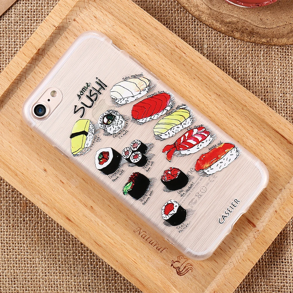 Чехол для телефона CASEIER Emboss Sushi iPhone 6S 6 7 8 Plus мягкие силиконовые чехлы X 6s 5 5S SE задняя
