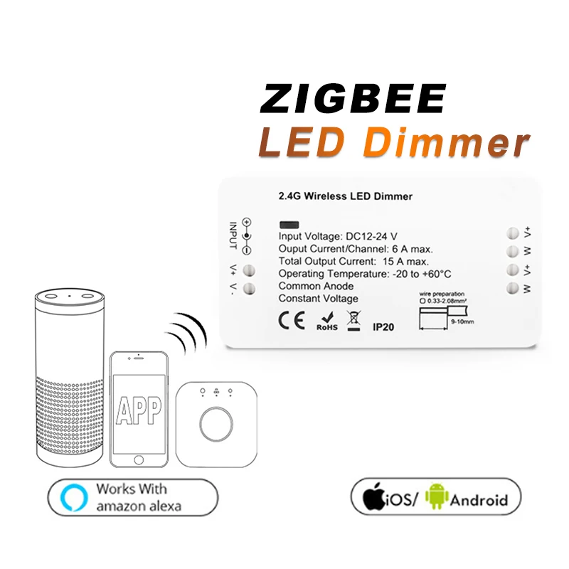 Умный диммер контроллер светодиода ZIGBEE ZLL DC12/24 V регулировка яркости приложения