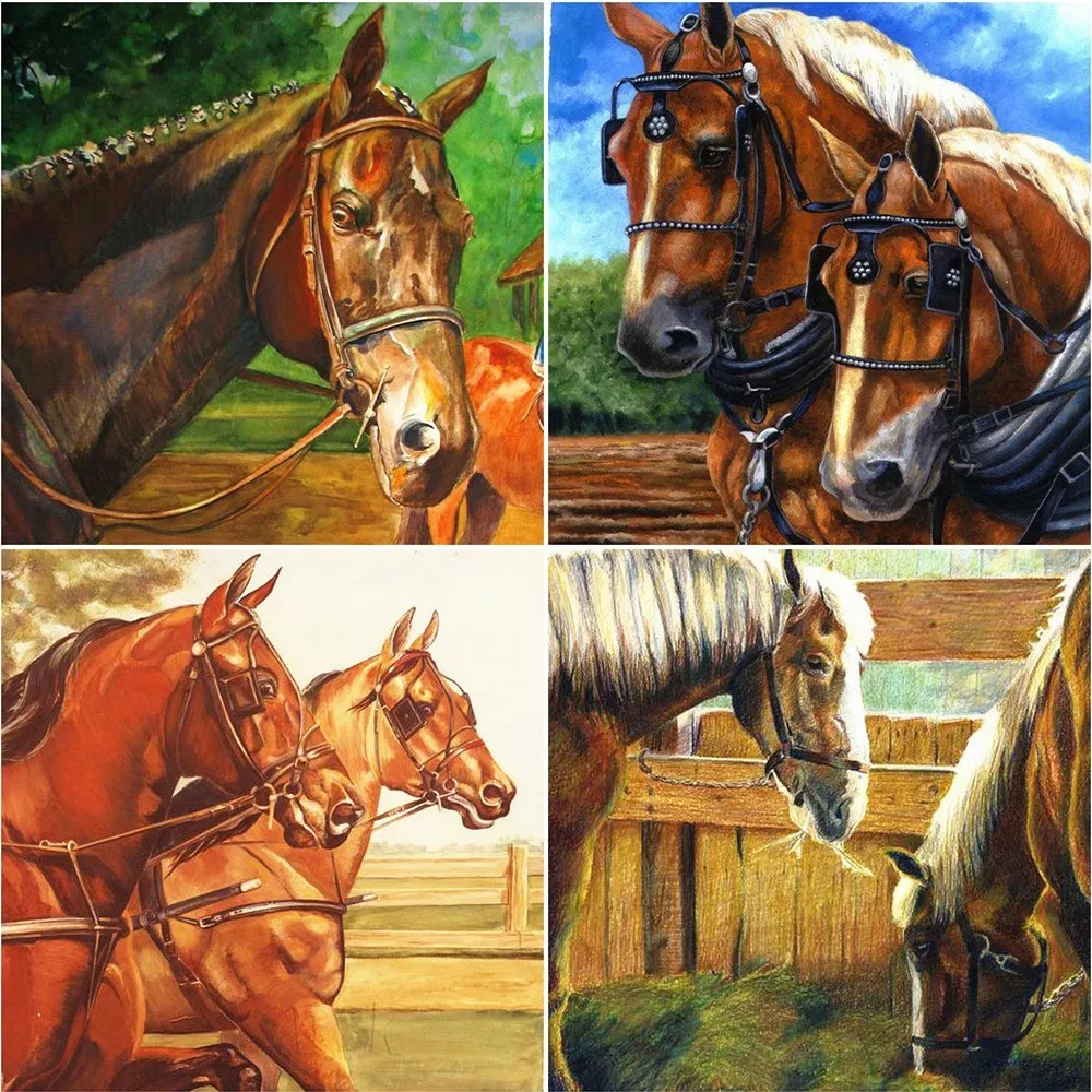 

HUACAN Diamond Painting Animal Horse Full Square Diamond Mosaic 5D DIY Embroidery Rhinestone Decor Home Resin Drill Crystal