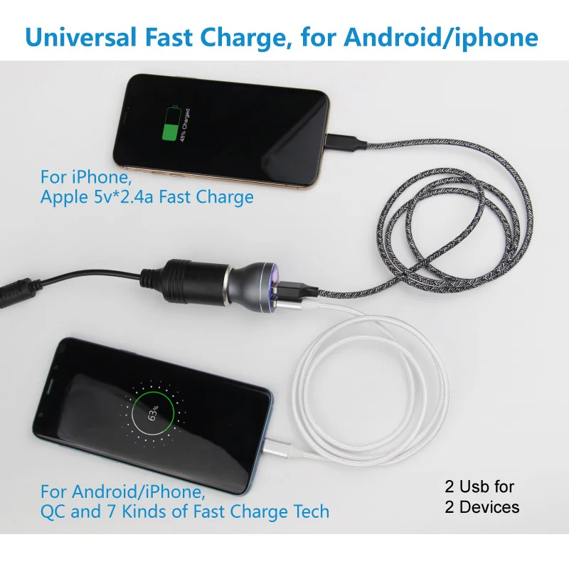 QC 3.0 سيارة سريع شاحن 2 Usb كوالكوم سريعة تهمة شاحن سيارة Led عرض الهاتف المحمول محول ل فون الروبوت الشرف موتو