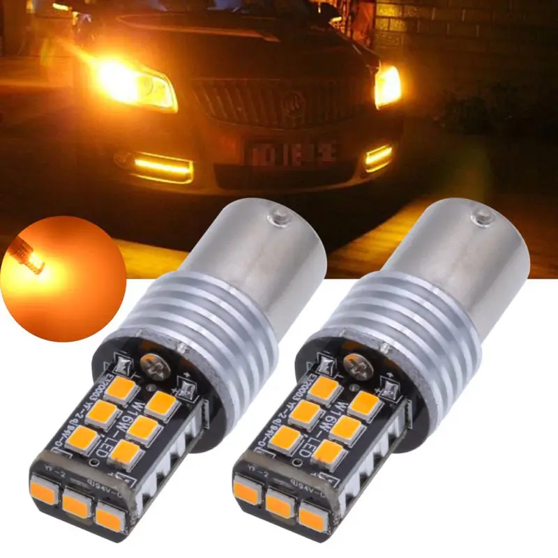 2x Янтарный оранжевый 1156 2835 15 SMD BA15S P21/5 Вт светодиодный лампы светодиодные