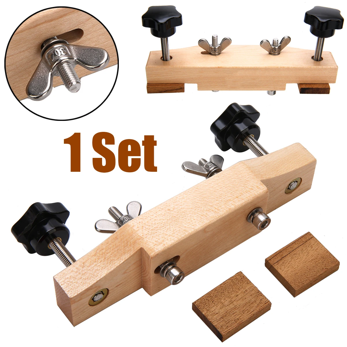 

New Arrivals 1 Set Guitar Bridge Clamp Solid Maple Stainless Steel Guitar Bridge Install Clamp Luthier Tools