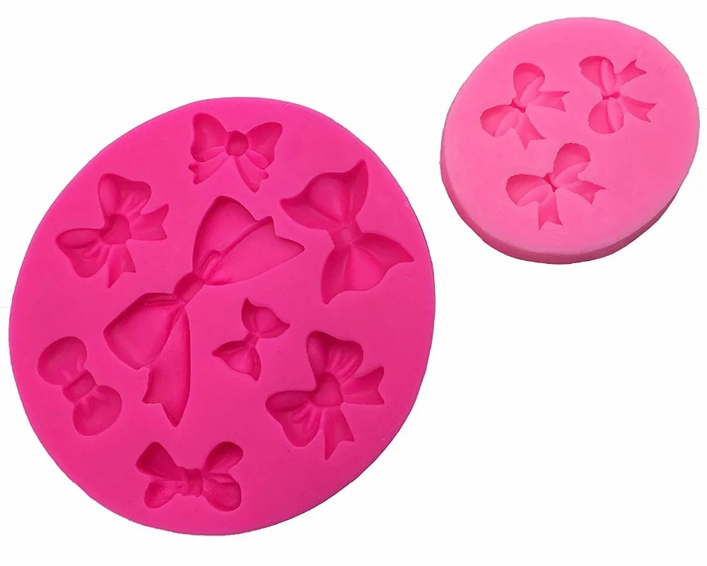 2pcs/set Bow Molds for Candy Cake Decorations Silicone Ribbon Mold