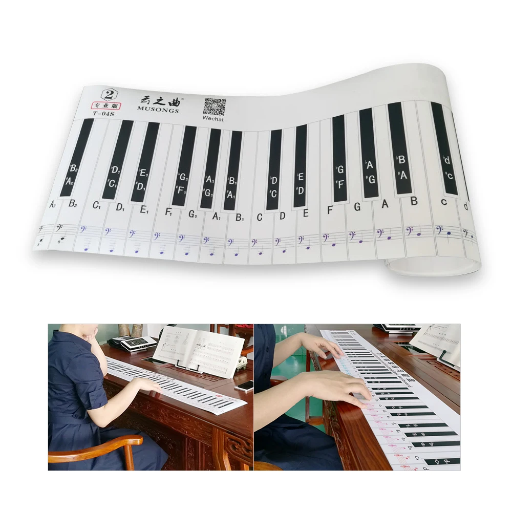 

Professional Version 88 Key Keyboard Piano Finger Simulation Practice Guide Teaching Aid Note Chart for Beginner Student