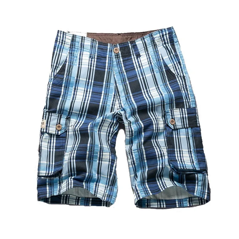 

Men Shorts Plaid Beach Shorts Mens Casual Shorts Military Short Pants Male Clothing Outside Wear