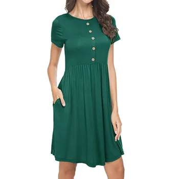 

Summer Breastfeeding Dress Fashion Cotton Maternity Dresses For Women O-neck Solid Color Pregnant Women Dress
