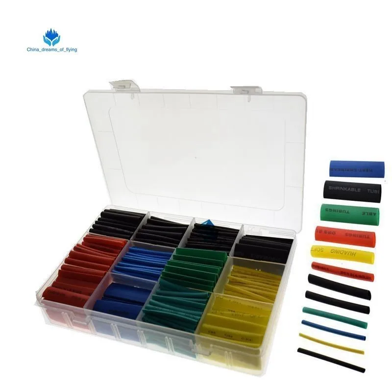 

530pcs Heat Shrink Tubing Insulation Shrinkable Tube Assortment Electronic Polyolefin Ratio 2:1 Wrap Wire Cable Sleeve Kit IC