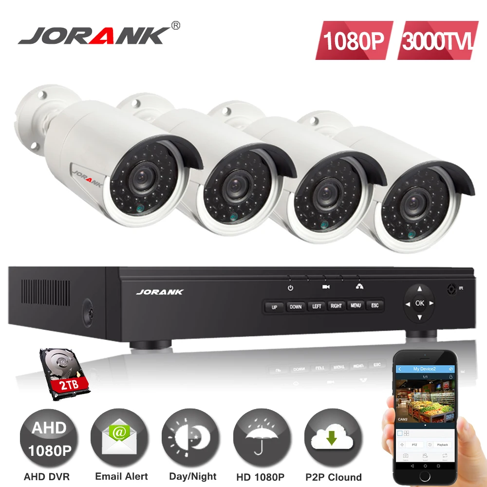 Система видеонаблюдения Home 8CH 8 каналов HDMI 1080 P AHD DVR HD 2.0MP 4 внешних камеры комплект