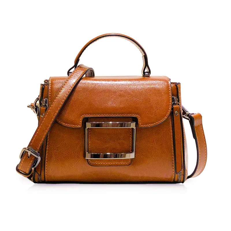 

TOPEST Genuine Pattern Fashion Woman Wax Oil Cowhide Leather Handbag Package