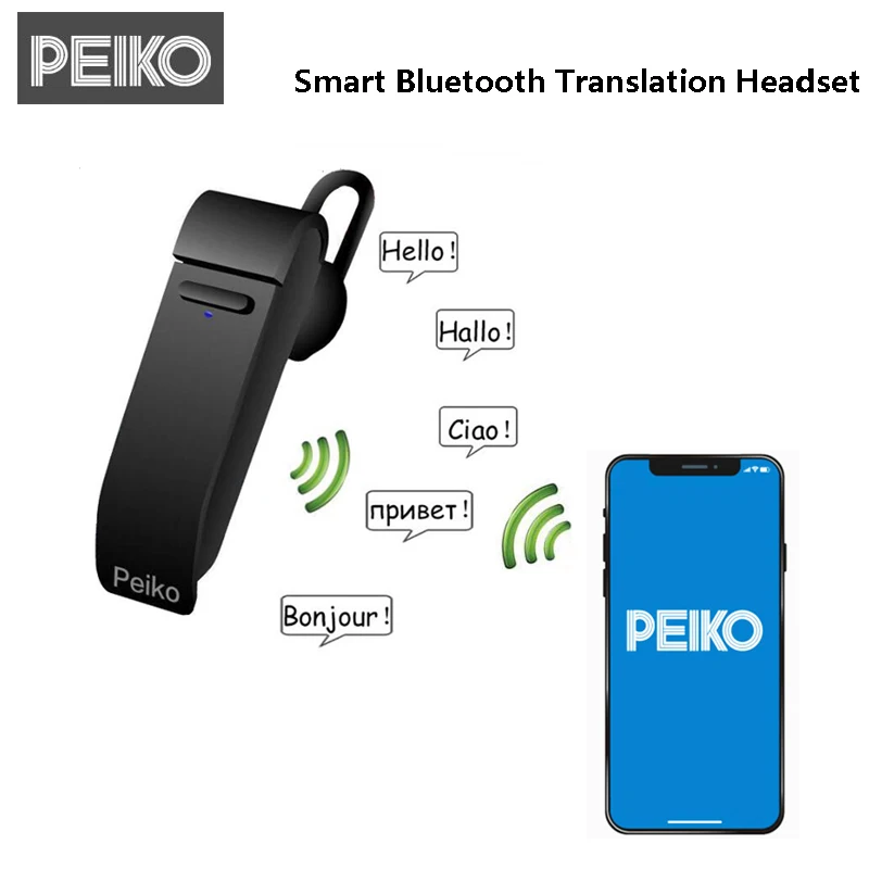 Peiko Smart Translate наушники Беспроводная bluetooth гарнитура BT4.2 23 языка перевод для