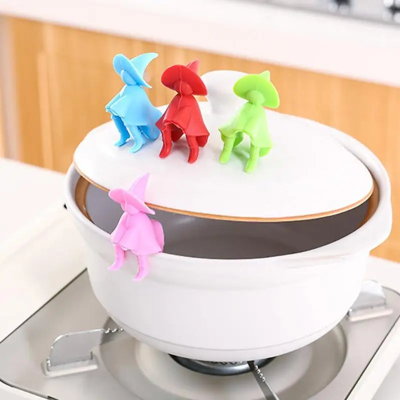 2pcs Multi functional Silicone Pan Pot Clips Small Man Shape Lids