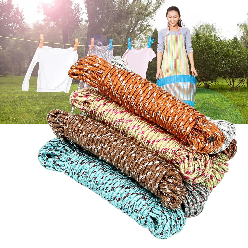 

Random Color 10m Clothesline Multifunction Hangers Rack Nylon Washing Clothes Line Rope