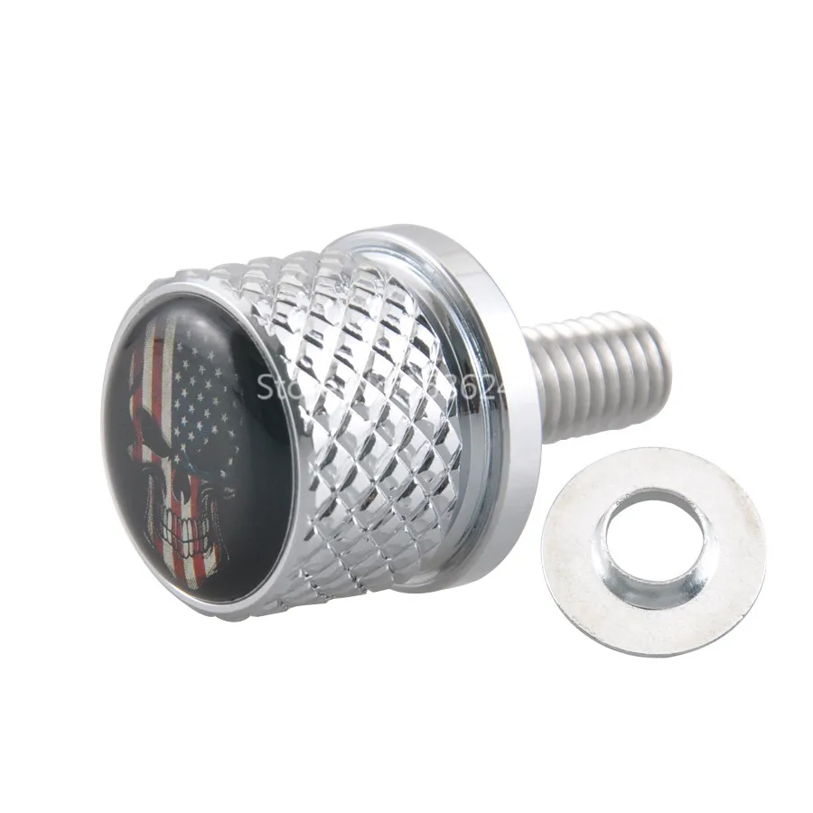 

Chrome 8mm Quick Release Skull US Flag Seat Bolt Screw Fit For Victory Cross 2014-up 15 16 17 18