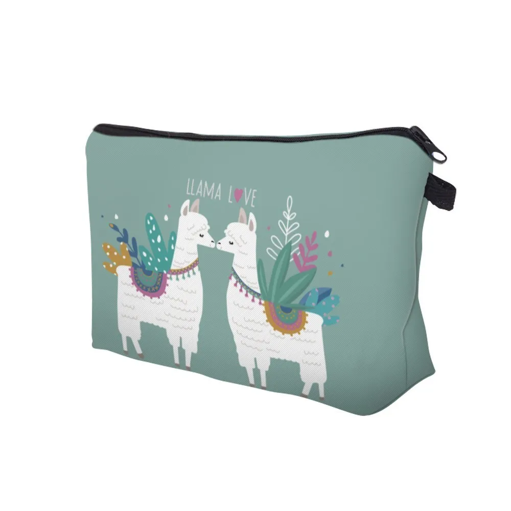 Deanfun تجميل ضد الماء حقيبة الطباعة اللاما الحب التجميل حقائب السفر التجميل الجيبات المنظم تخزين 51434