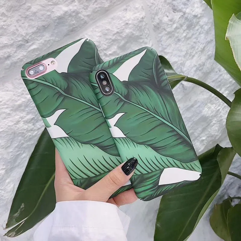 

Ottwn Banana leaf Green Plant Phone cases For iPhone 6 6S 7 8 Plus X XR XS Max Fashion Soft IMD Silicon Back Case Cover Capa