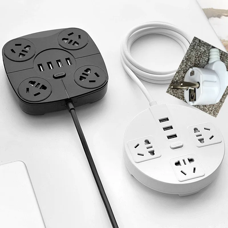 Power Strip 4 AC Outlets & 4 USB Outputs Wall Mount Electronic Smart