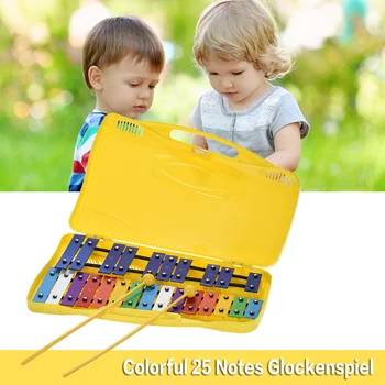 

Colorful 25 Notes Glockenspiel Xylophone Percussion Rhythm Musical Instrument Toy with 2 Mallets Handheld Case for Baby Children