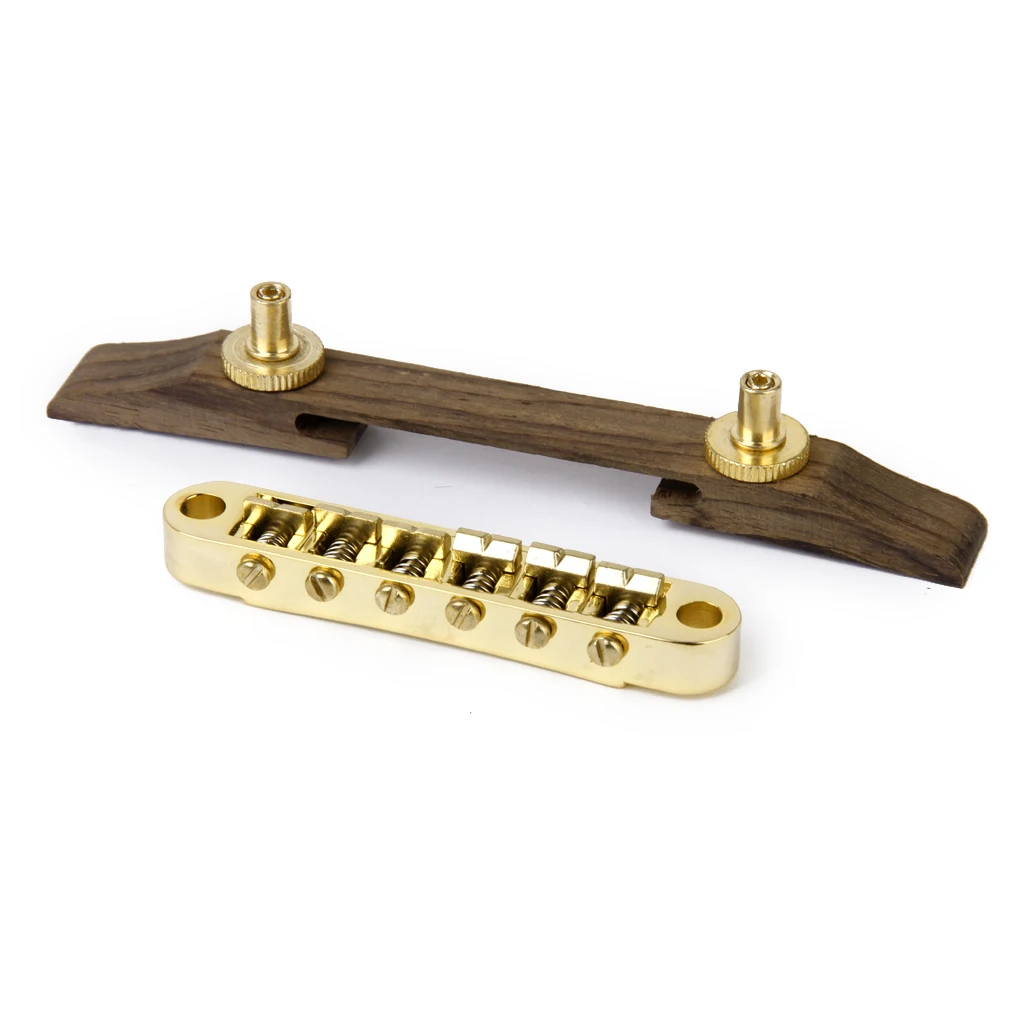 

137 x 14 x22 mm Jazz Guitar Rosewood Bridge W/ Gold Plated Fixed Saddles Archtop Guitar Part Luthier