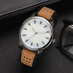Модные для мужчин аналоговые кварцевые часы искусственная кожа группа круглый повседневное наручные часы