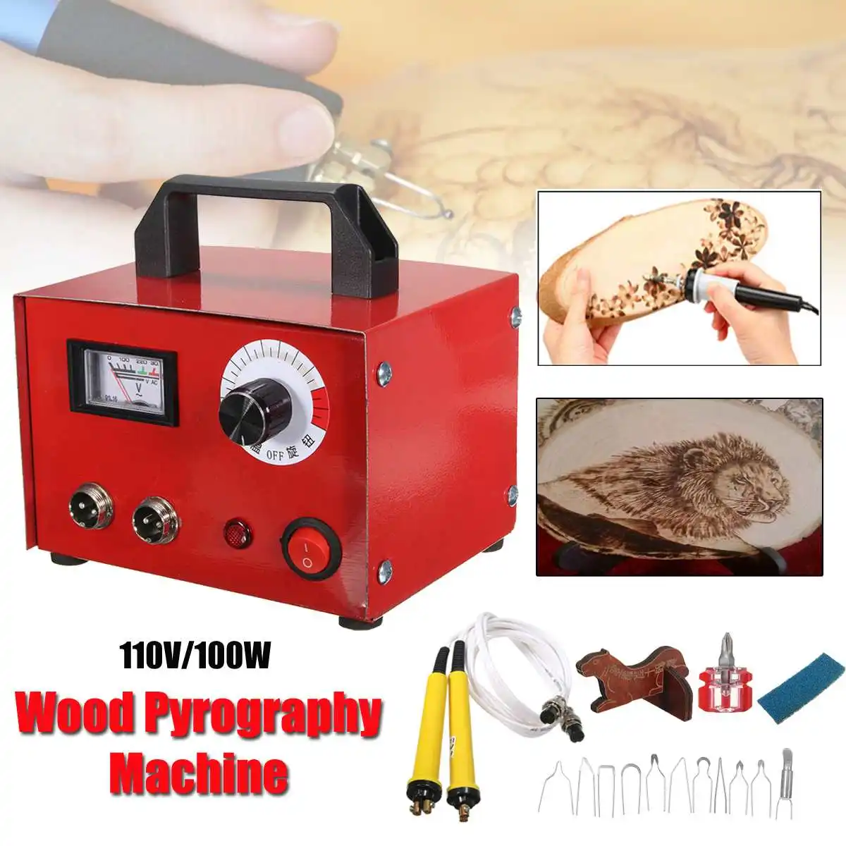 

Wood Burning Machine 100W 110V Pyrography Pen Machine Kit Set ood Crafts Burning Machine Heating Wire Pen Kit Tool