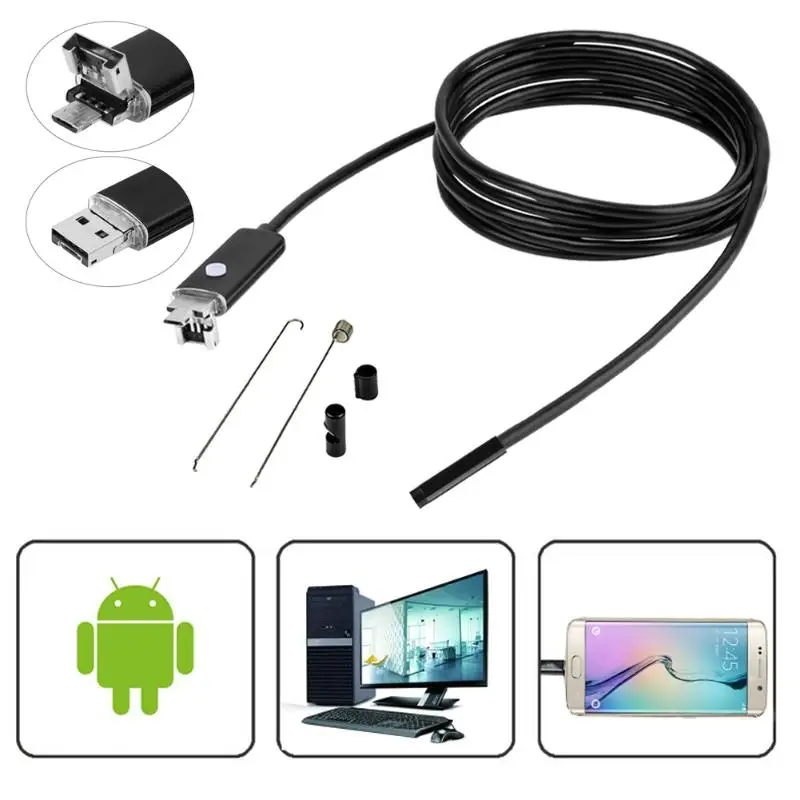 2 м 6LED Android/PC Водонепроницаемый эндоскоп для осмотра микро usb кабель HD камера| |