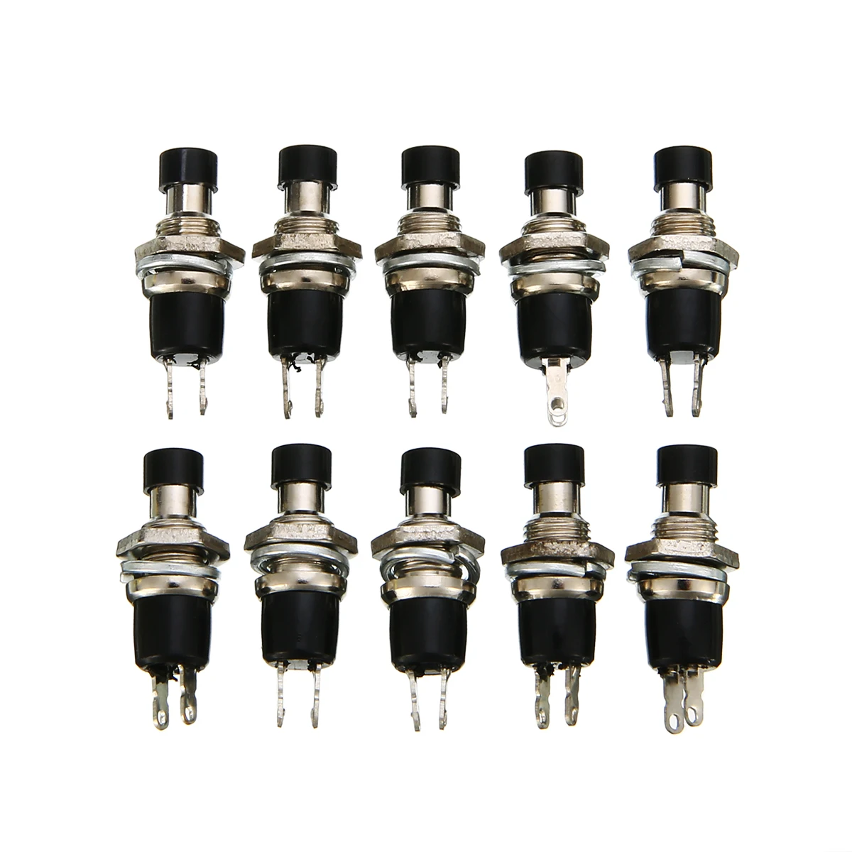 

10Pcs/set mini Push Button on off Switch PBS-110 ON/OFF Push button Black Mini Lockless Momentary Switch