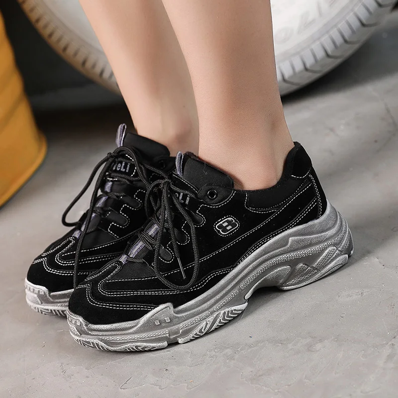 Bf Harajuku Super Leder Von Version Ulzzang Weiblichen Alte Sport Feuer 2 Schuhe Studenten 1 Koreanischen Plattform Ins Retro 3 PpR6R7